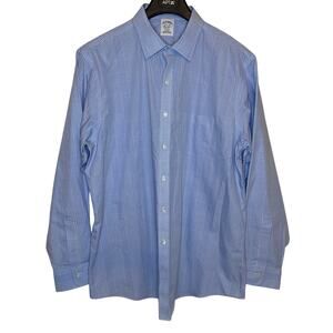 Brooks Brothers Regent Button Up Blue Dress Shirt Long Sleeve Cotton 17.5 35